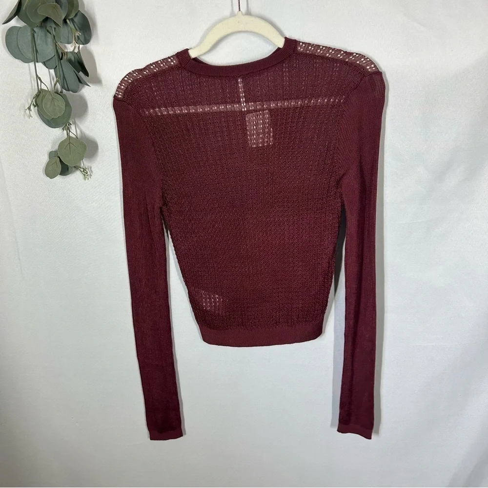 NWT Free People | H2O Crew Pullover Long Sleeve Maroon 100% Viscose Size XS